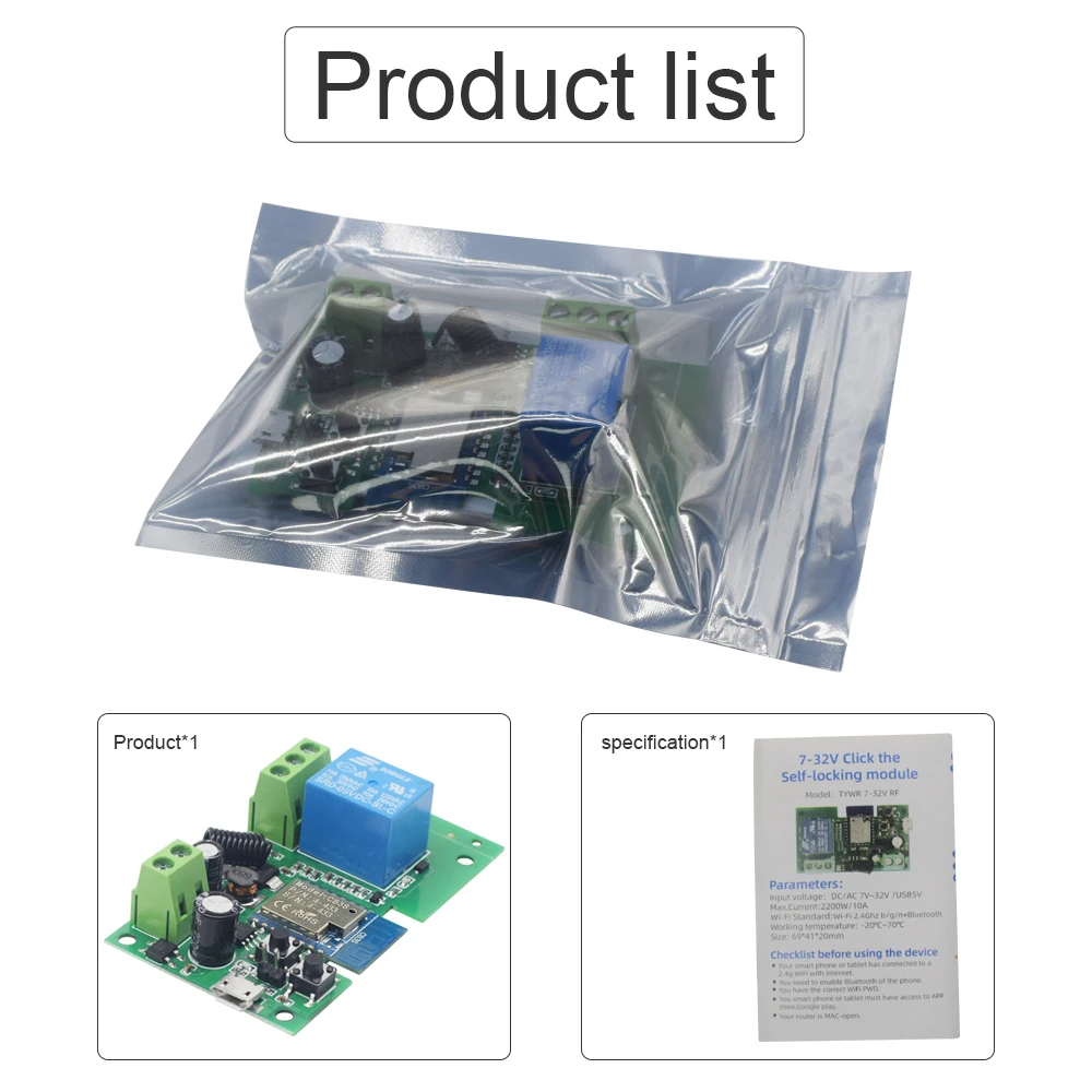 Tuya WiFi Smart Relay Switch USB 5V,DC 7-32V 85-250V 1 CH Jog Self-locking Module Alexa Google Home RF 433MHz Remote Control 6