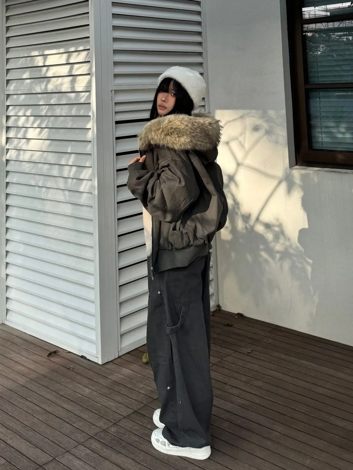 Aesthetic Black or grey Elegant Jacket Woman Winter 3