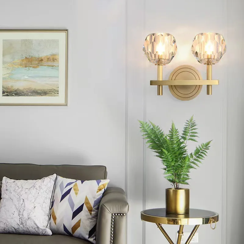 

Nordic Luxury G9 Crystal Wall Lamp Decorate Lighting Room Decor Kitchen Corridor Stairs Simple Copper Crystal Wall Light Fixture