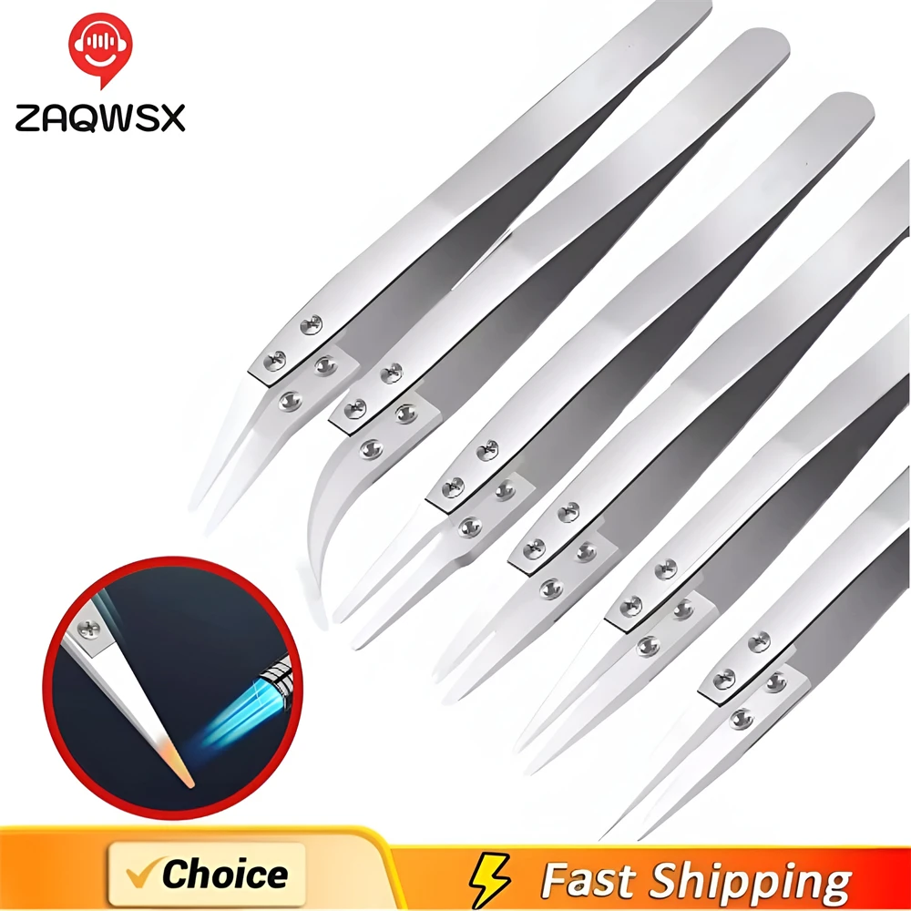 Non Conductive Ceramic Tweezers IC SMD SMT Tweezers Heat Resistant 1000 Degree Hand Tools