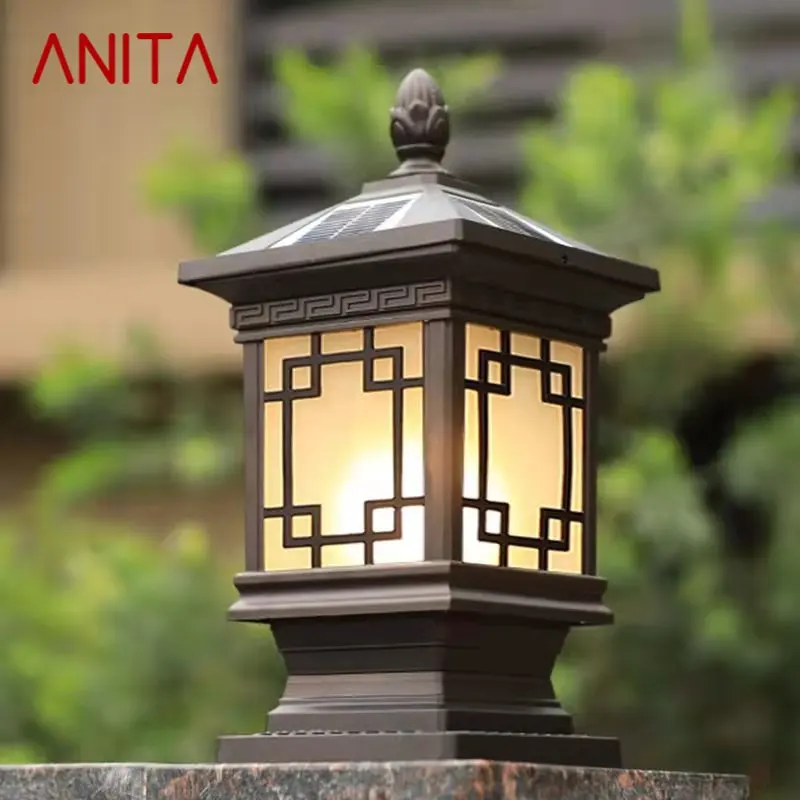 

ANITA Outdoor Solar Post Lamp Classical Retro Waterproof Courtyard Led for Decoration Garden Balcony Villa Wall Light