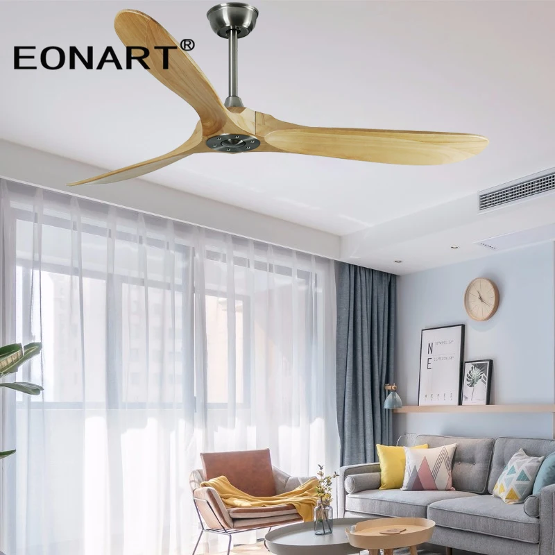 60 Inch Modern Solid wood DC Ceiling Fan Without Light Remote Control Wooden Ceiling Fans For Home 110V 220V Ventilador De Techo