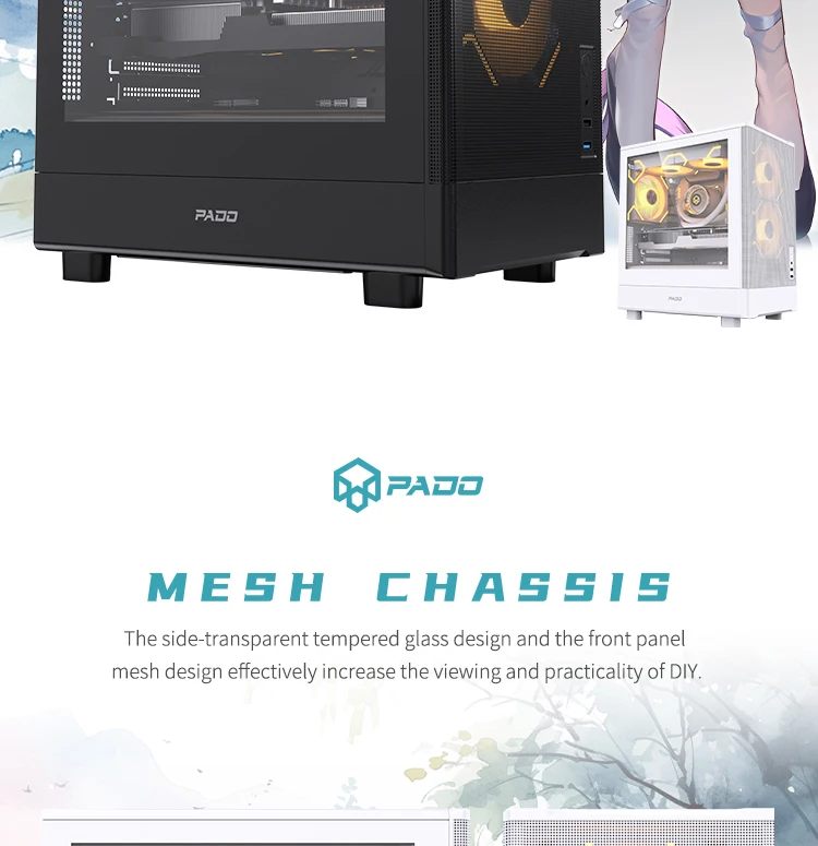 Computer Case Desktop DIY Itx Case Side Transparent Tempered Glass Water-cooled Gabinete PcM-ATX Case Gabinete Gamer 2