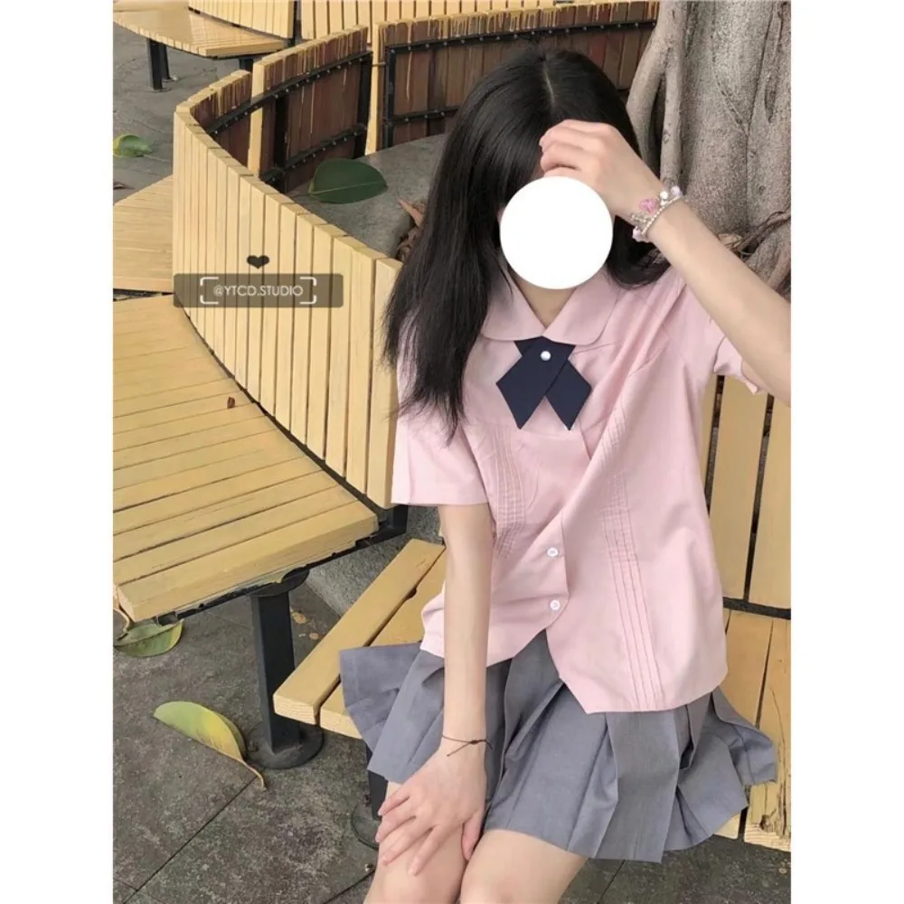  대학 스타일 JK 교복, 여성용 반팔 셔츠 탑 3피스 슈트, 데일리웨어 및 코스프레용 캐주얼 의상