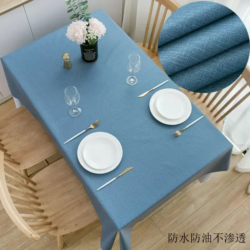 

White Northern Europe waterproof and oil proof rectangular wash free table cloth imitation cotton linen end table cloth