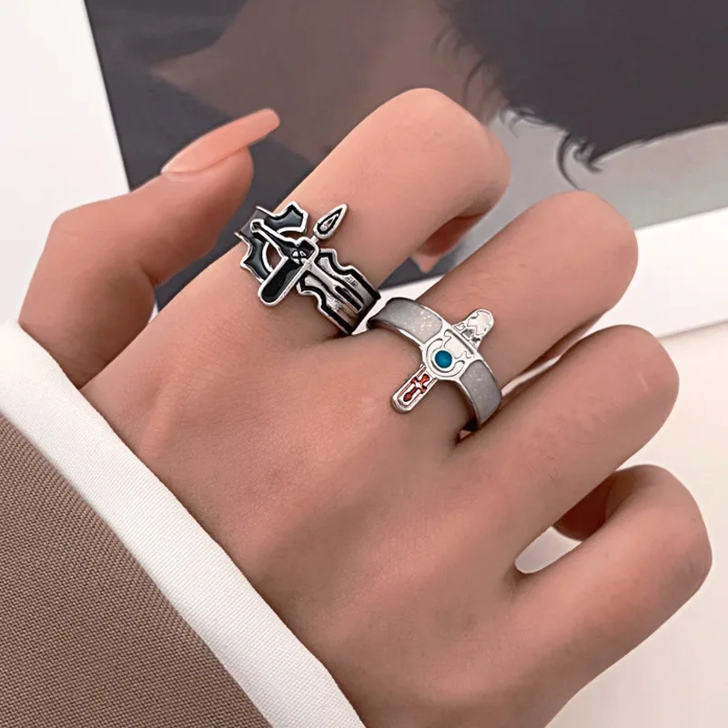 

Sword God Domain Tongren Yasina Creative Small Design Metal Geometry Opening Couple Ring