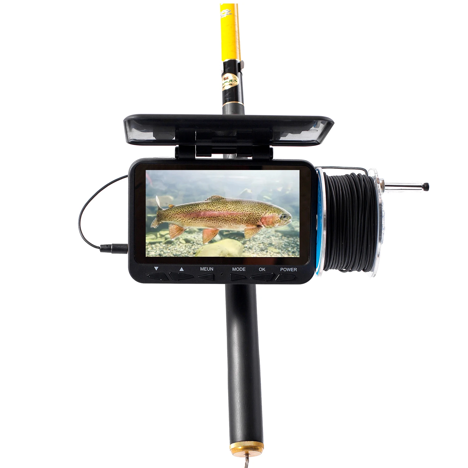 Fish Finder SYANSPAN 1000TVL Video Underwater Ice Fishing Camera with 30m Cable 4.3" DVR Monitor 8IR LED for Catching Fish
