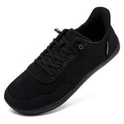HOBIBEAR Unisex Wide Toe Minimalist Slip-On Barefoot Walking Shoes - 37 (Black)