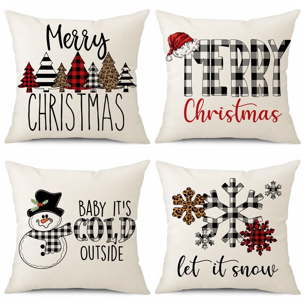 Funda De Cojín Decorativa 18x18 Pulgadas, Tema Feliz Navidad/Papá Noel, Con Cremallera
