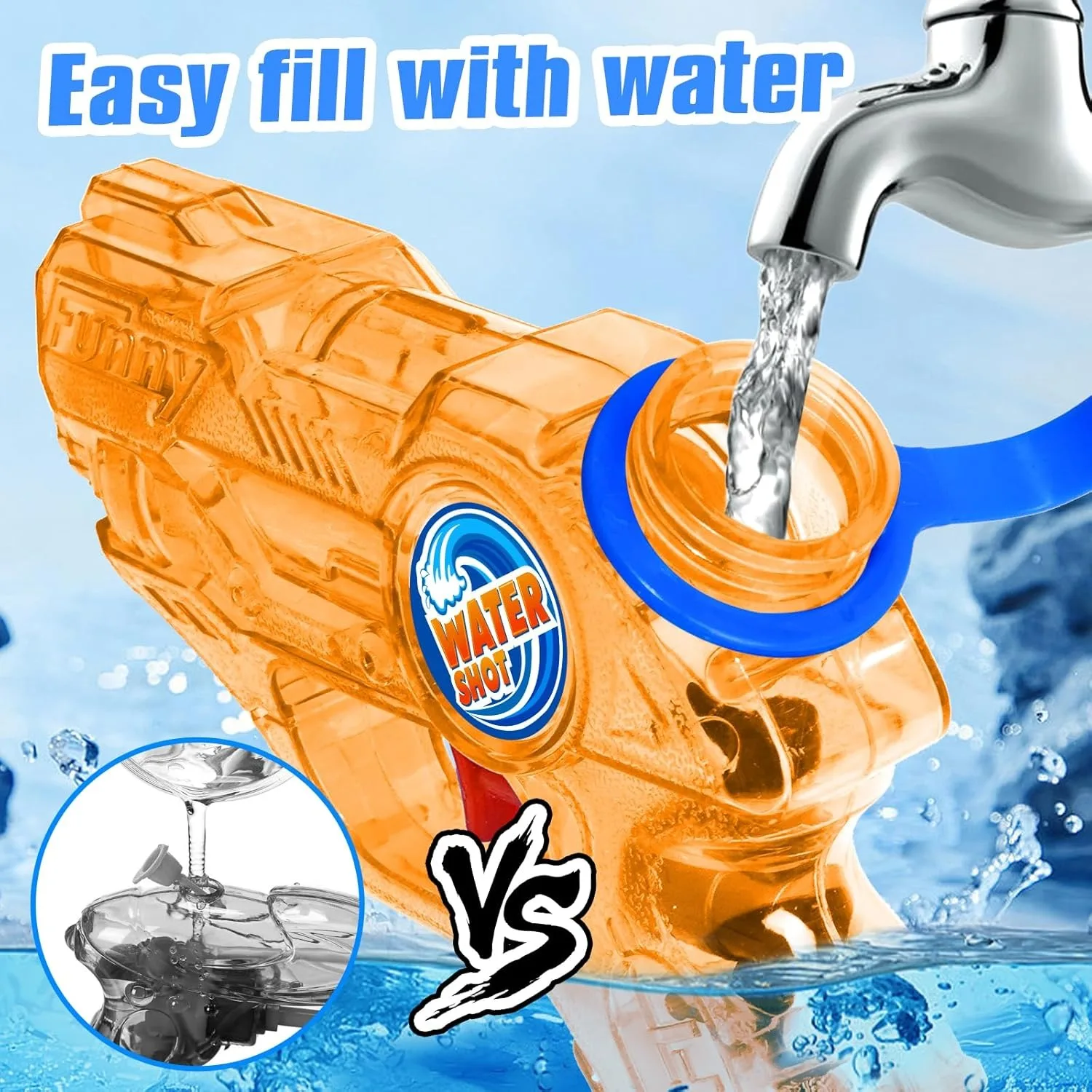 Kids Mini Water Guns 2 Pack Water Guns With Trigger Suitable for Boys Girls Pool Toys, Summer Outdoor Beach Fighting Toys