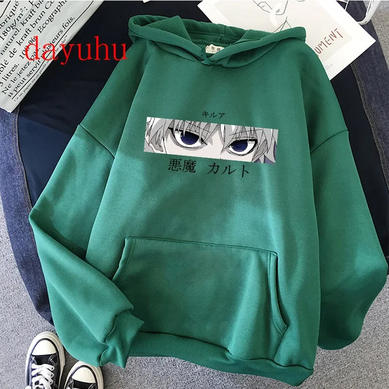 thumbnail image 1 of Hunter X Hunter Killua Zoldyck-Sudadera con capucha de los 90 para hombre, ropa de calle Unisex con estampado de ojo de Diablo, Anime, Hisoka Kawaii, Manga, 1 of 5