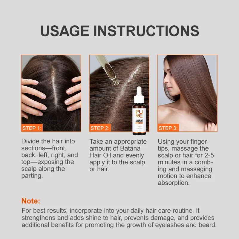 PURC Batana Hair Growth Oil Hair Loss Treatment Strengthening Roots Growth Products for Men Women Care 50ml