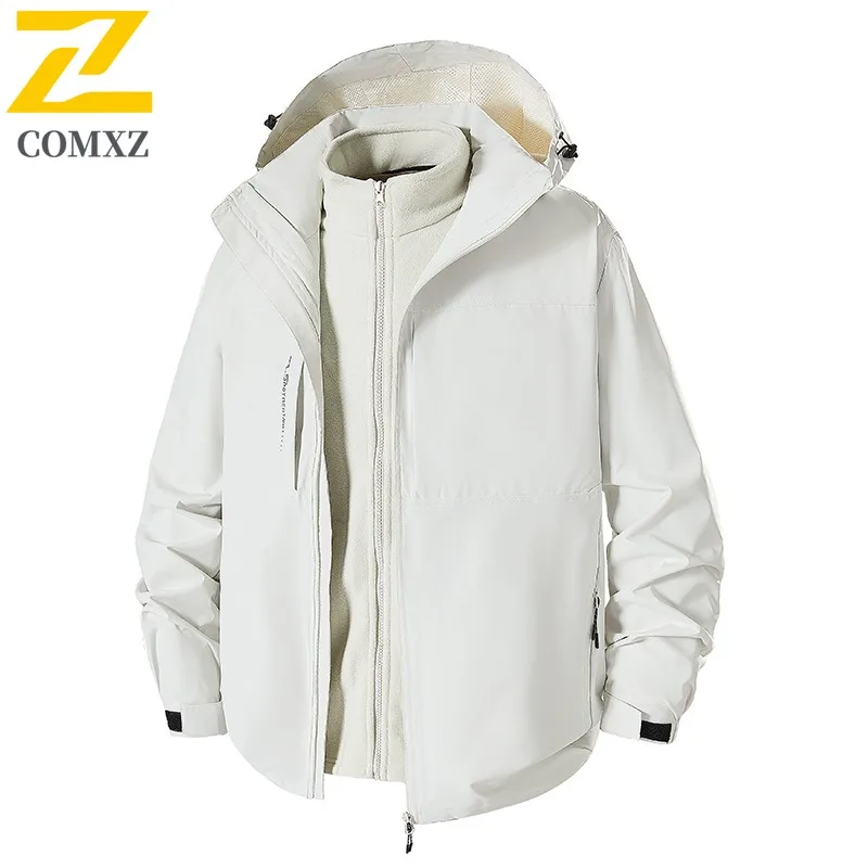 COMXZ Outdoor Hooded Jacket for Men Fashion Hiking Windproof Warm Parka Casual Travel Lightweight Cold Resistant Winter Jackets