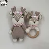 Crochet Baby Handmade Deer Elk Set Rattle Teething Ring Plush Toys Sleeping Dolls Shower Gifts 1