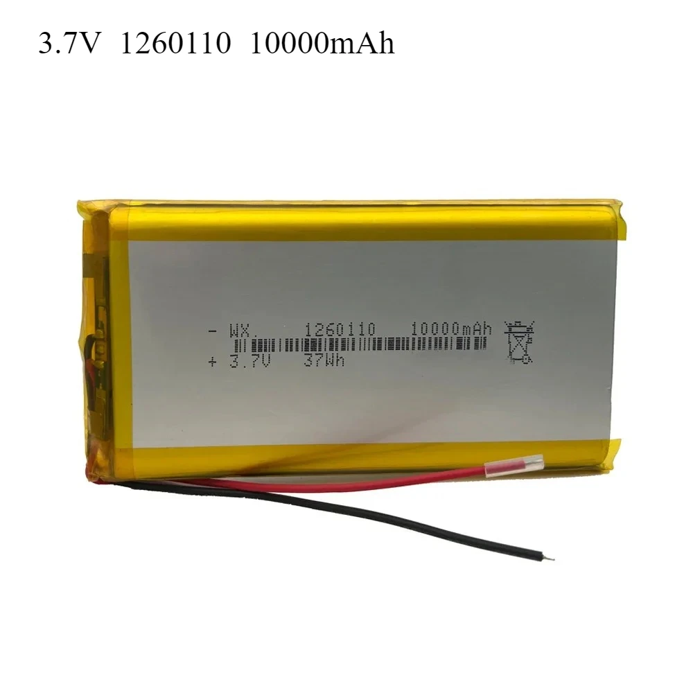 3.7V 10000mAh 1260110 Polymer Lithium Battery/lithium Ion Battery for Power Bank,GPS Real Capacity rechargeable battery