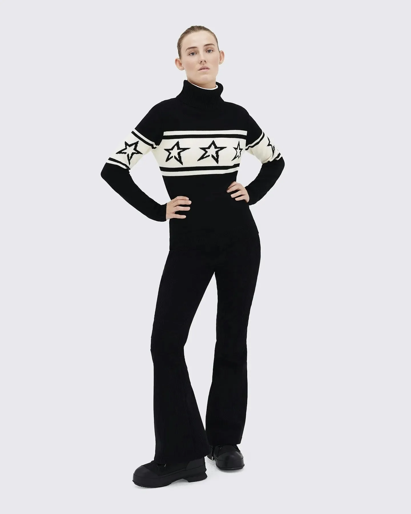 European and American women's high-end high neck sweater with star stitching pattern for warmth, knitted sweater 3