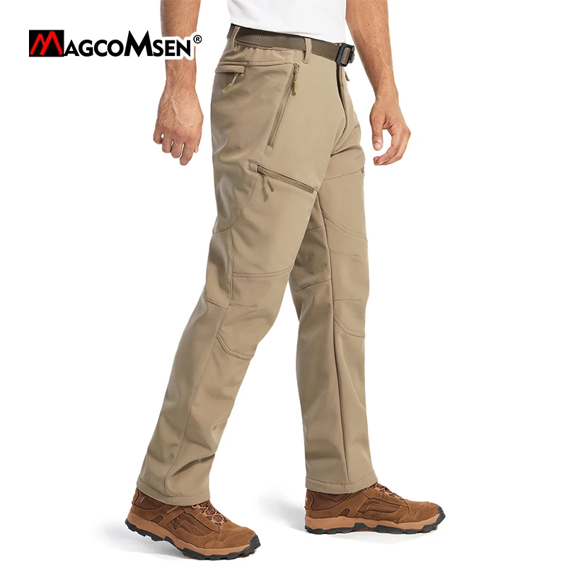 Men's Soft Shell Pants Winter Fleece Warm Tactical Pants with
