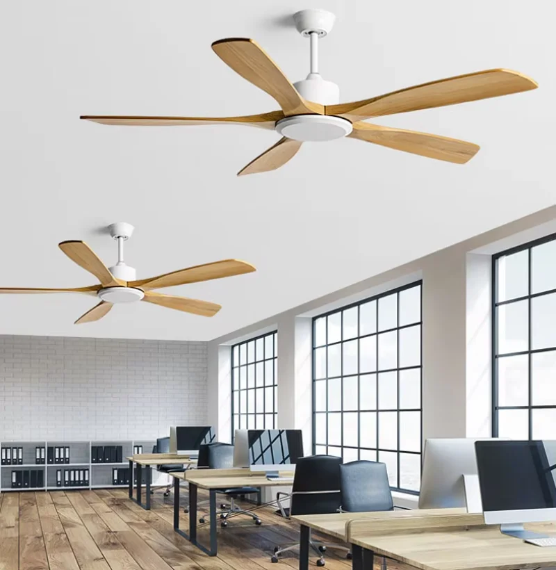 Nordic Home Wooden Ceiling Fan Reversible DC Motor 5 Solid Wood Blades Fan with Remote Control Reversible DC Motor