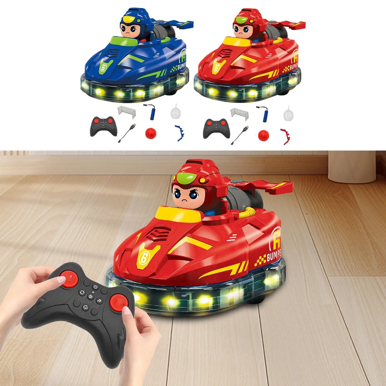 RC Bumper Car Toy with Light with Music Simple Control Sturdy RC Battle Race Vehicle for Children Family Friends Party Favor 4
