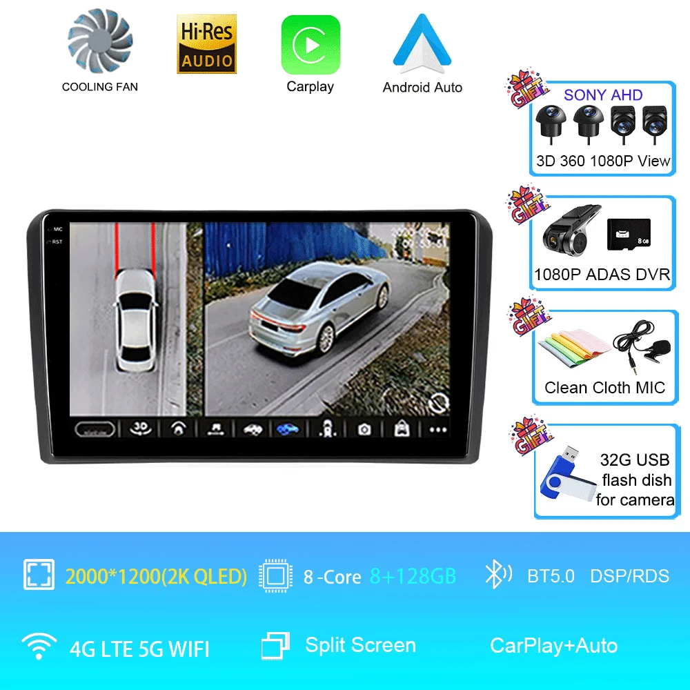 8G 128G DVR 360 2K