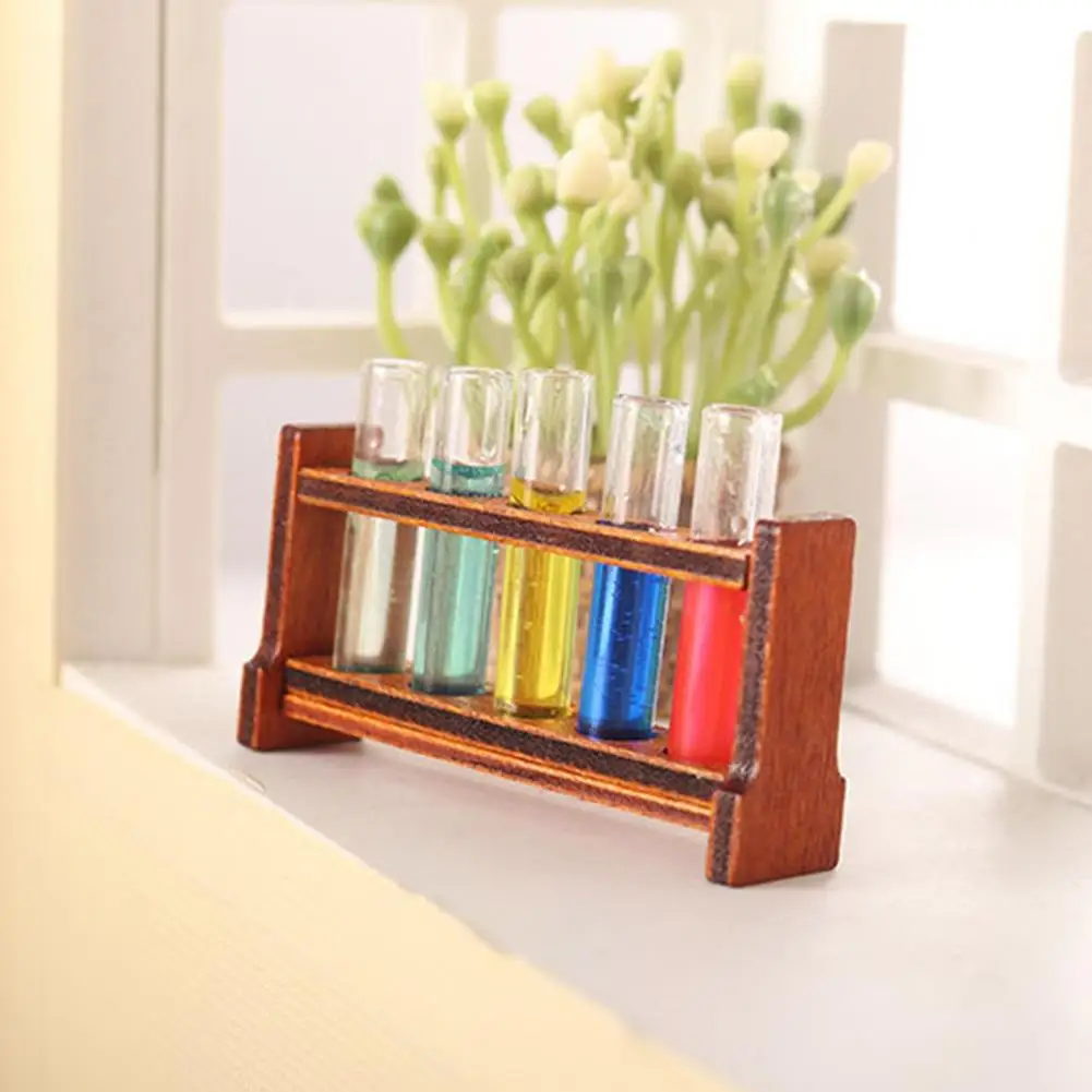 

Mini Three-dimensional Test Tube Realistic 1 12 Dollhouse Miniature Lab Tool Set with Detachable Test Tube Rack School Scene Toy