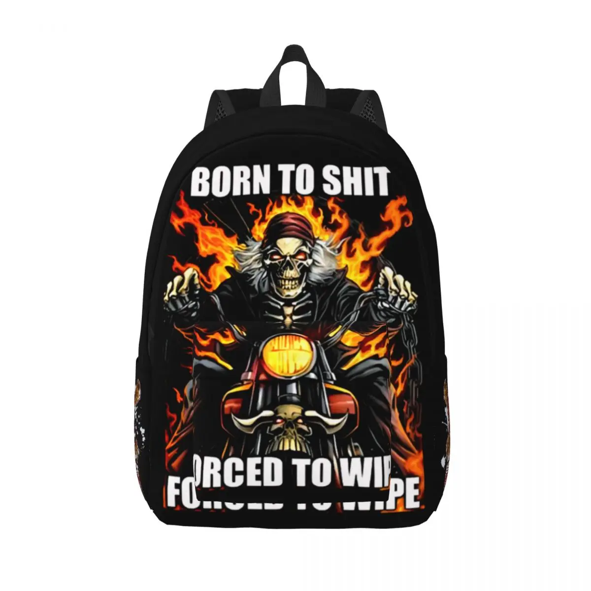 

Skull Born To Shit Forced To Wipe Backpack for Men Women Casual Student Business Daypack Laptop Canvas Bags Outdoor