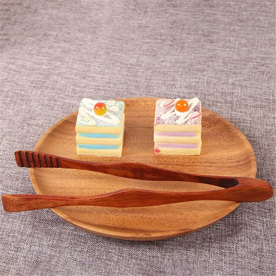 1 Pc Bamboo Cooking Kitchen Tongs Food BBQ Tool Salad Bacon Steak Bread Cake Wooden Clip Home Kitchen Utensil Food Tongs