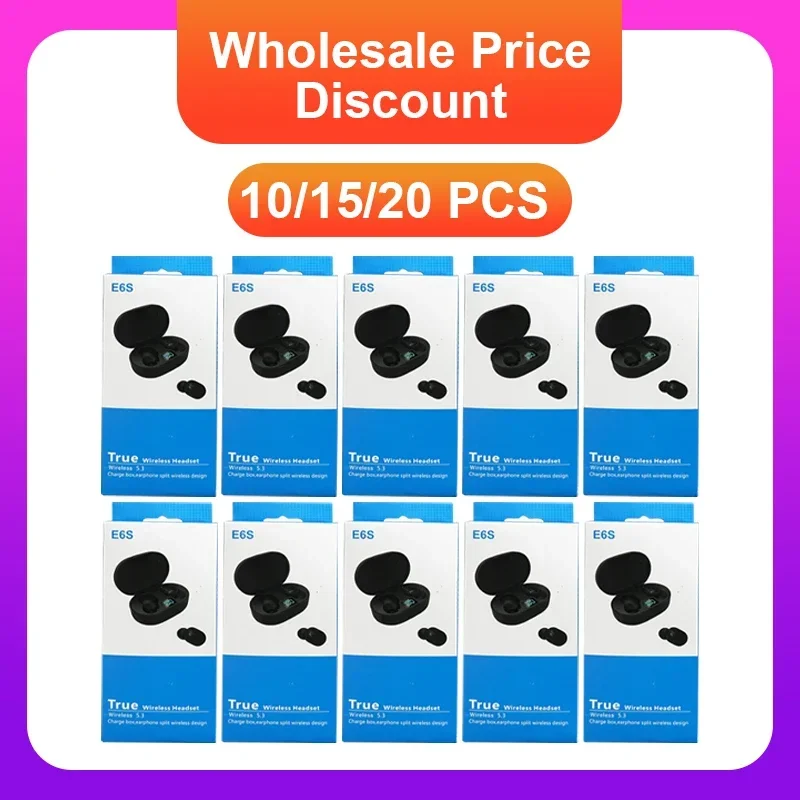 

10/15/20 Pcs TWS E6S Bluetooth Earphones Wireless Headphones Digital Intelligence Power LED Display Sport Earbuds with Mic
