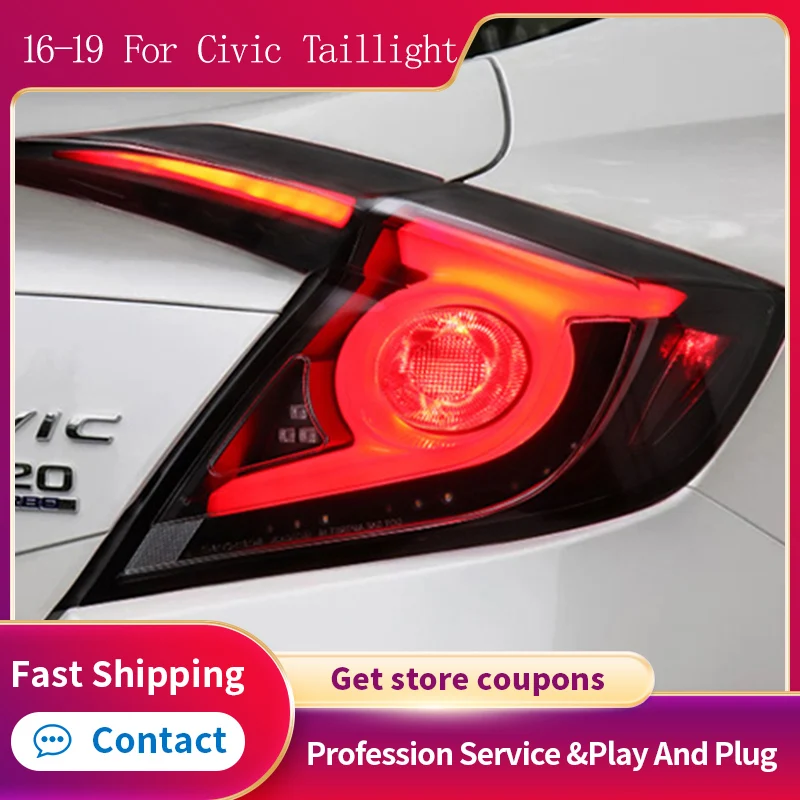 

Автостайлинг для Honda Civic, задние фонари 2016-2019, светодиодная лампа, последовательный динамический сигнал поворота, двойные задние фонари, аксессуары