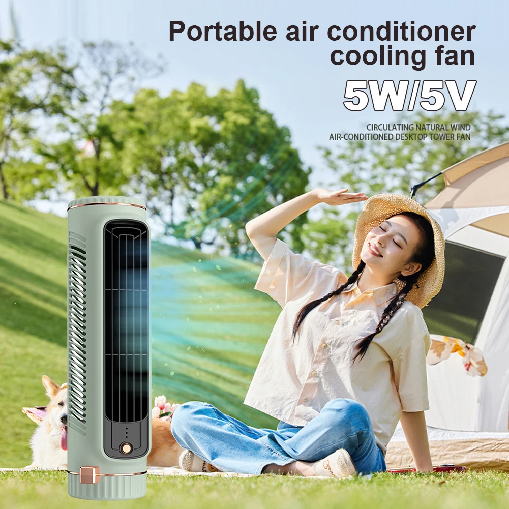 Tower Fan USB Charging Portable Air Conditioner Bladeless Summer Fan Wireless Desk Fan for Home Bedroom