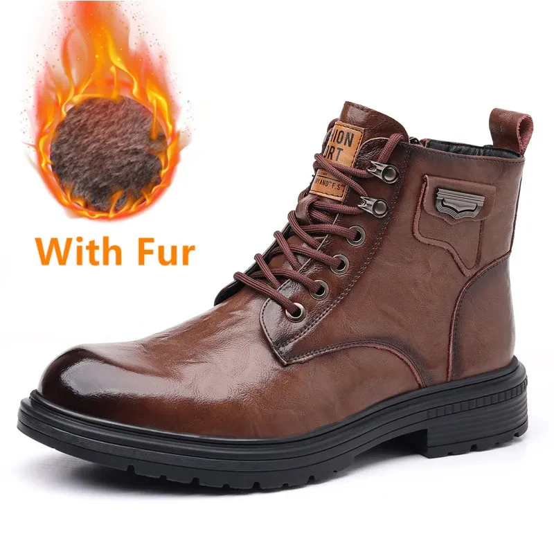 

Outdoor Casual Men Shoes Autumn Snow Boots Men Lace-Up Male Military Boots Genuine Leather Men Boots Breathable High Top Shoes