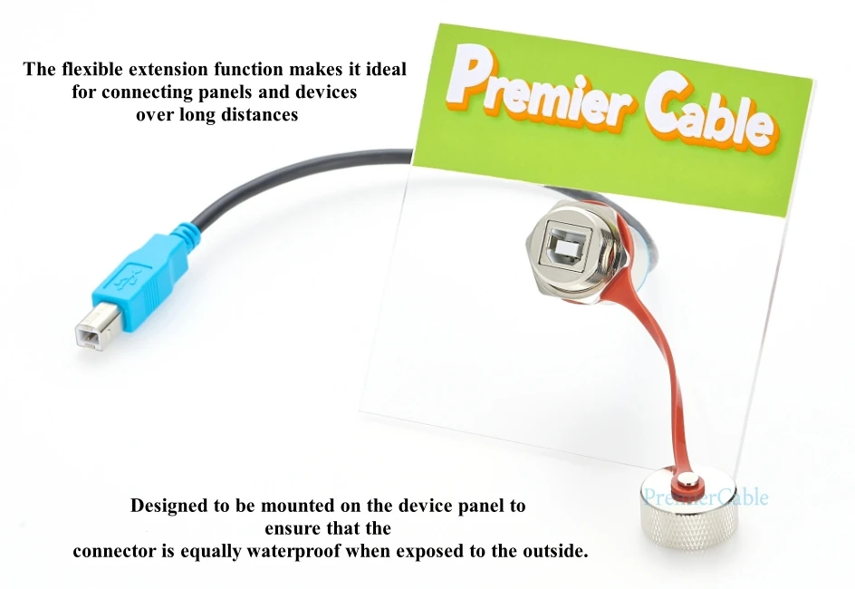 IP67 Wasserdichtes USB 2.0 Typ B Stecker-zu-Buchse Verlängerungskabel, Einbau-USB-B-Kabel für Drucker, CNC-Maschinen, Industrie – Detail 4