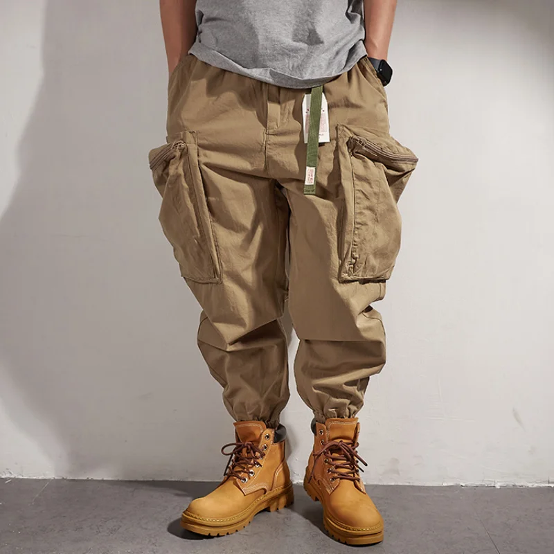 

functional New autumn overalls outdoor men's loose leggings tailored waistband Japanese casual pants