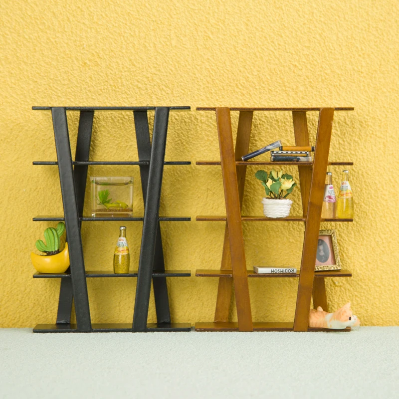 

1/12 1/6 Dollhouse Miniature Potted Plants Beverage Display Storage Shelf Locker Storage Rack Furniture Doll House Accessories