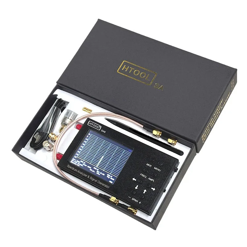 HTOOL SA6 휴대용 스펙트럼 분석기 35MHz-6200MHz 2-in-1 신호 발생기 WiFi 2G 4G LTE CDMA 분석기용 휴대용 RF 테스터