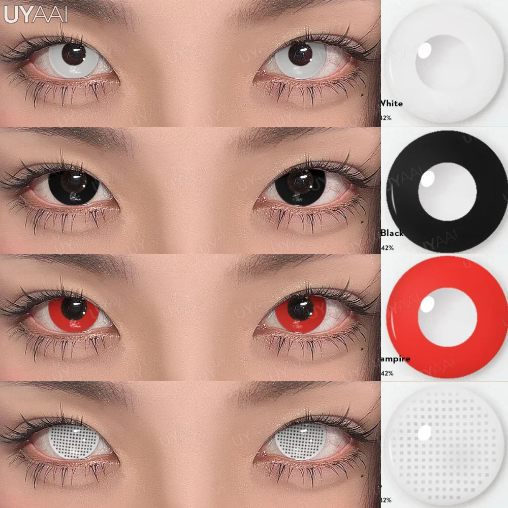 Cosplay Multicontacts Colored Lenses for Halloween - White, Red, Black, Purple