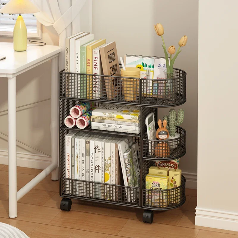 Floor Removable Table Bookshelf Office Layered File Folder Book Desk Side Student Storage Rack Home Living Room Snack Rack