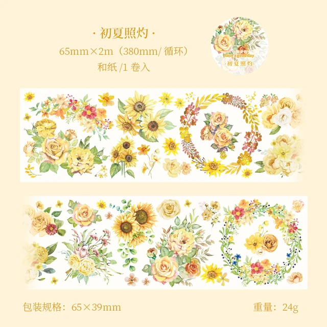 Yoofun 6.5cm x 2m Flower Washi Tape for Journaling Scrapbooking