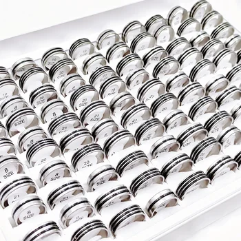 스테인레스 반지 패션반지 남자 반지 10/20 개/배치 스테인레스 스틸 반지 남자 패션 클래식 혼합 매력 보석 파티 결혼 선물 액세서리 도매