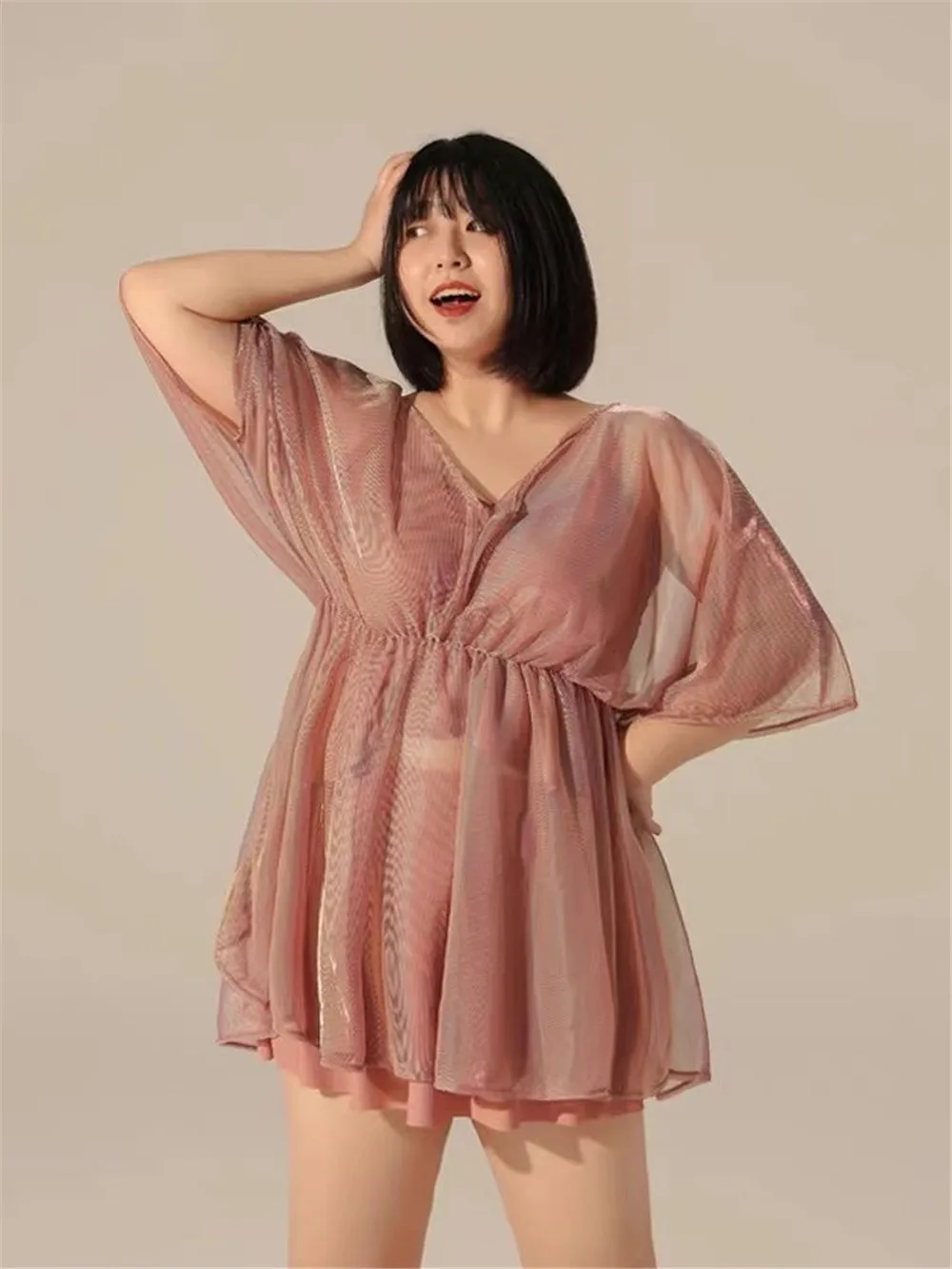 Swimming suit women's split skirt conservative belly covering, slim fit and loose fitting three piece set, hot spring ins new st