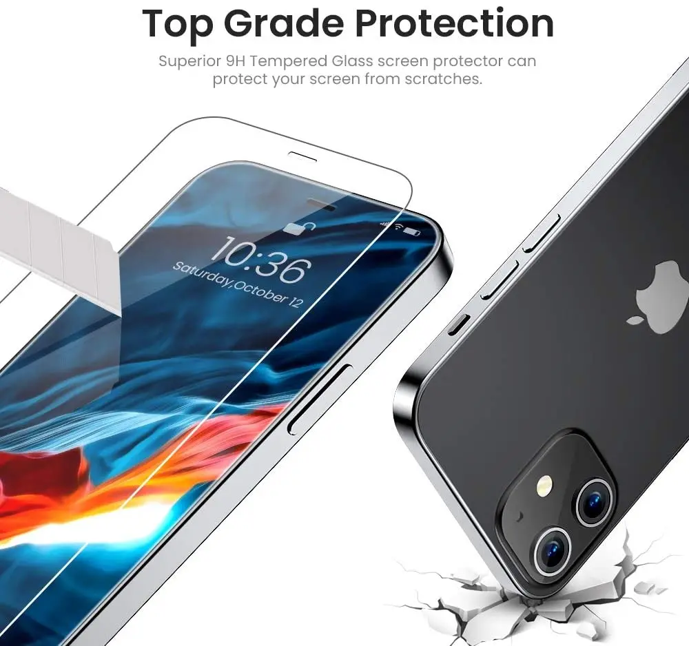 Protector de pantalla de cristal templado 3 en 1 para iPhone, película  protectora frontal, trasera y lente completa para iPhone 15, 11, 12, 14, 13  Pro Max