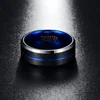 NUNCAD Men's 8mm Tungsten Carbide Ring Blue & Black Matte Finish Beveled Edge Wedding Band Size 4 to 17 T004R 2