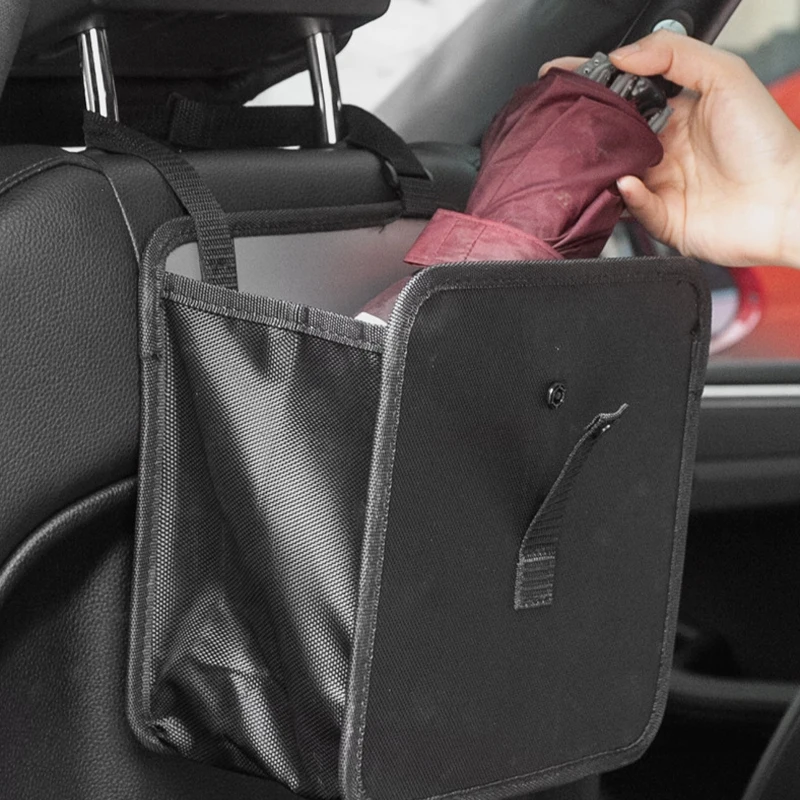 Car Trash Can Car Trash Bag BLALION Large Capacity 6.5L Waterproof Foldable Car Trash Can with Adjustable Strap Hanging Portable Dustbin