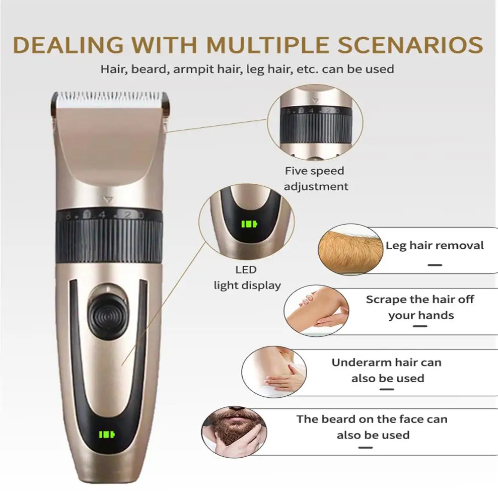 Electric Hair Trimmer Shaver Home Trimmers Men Hair Clipper Professional Rechargeable Shavers Barber hair Cutting Machine 4