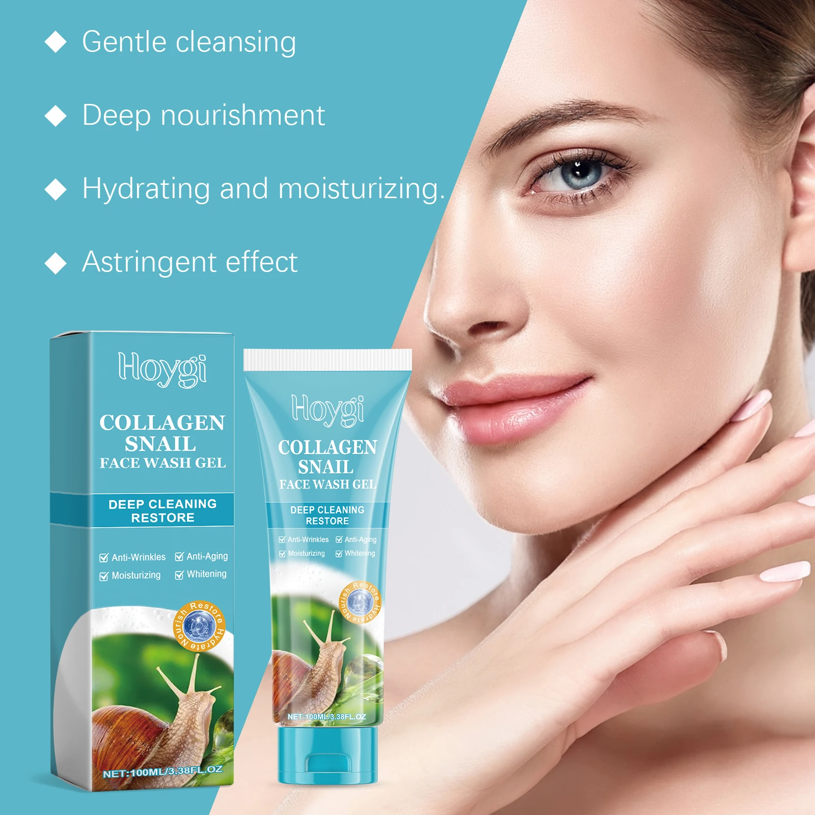 Collagen Snail Cleansing Gel Gentle Exfoliating Cleanser Shrink Pores Repair Moisturizing Cleanser Facial Skin Care Cleanser 3