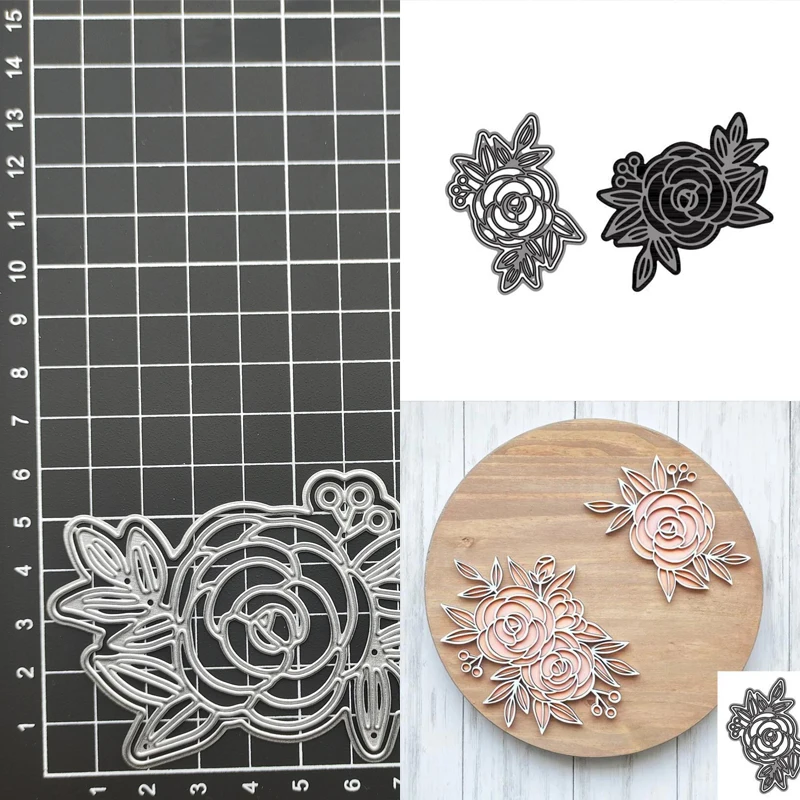 

metal cutting dies cut die mold Rose Flower Leave decoration Scrapbook paper craft knife mould blade punch stencils dies