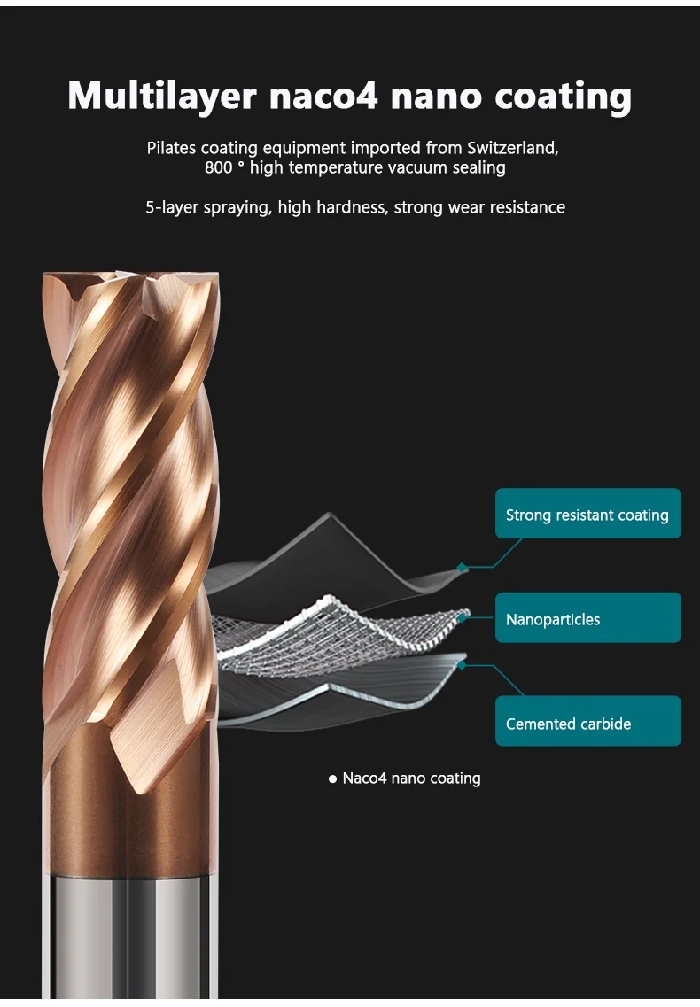 Carbide End Mill HRC55 4Flutes Metal Steel Tungsten Milling Cutter Alloy Coating 1-20MM