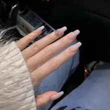 

24pcs/Box Detachable Coffin False Nails Wearable French Ballerina Fake Nails Full Cover Nail Tips Press On Nails