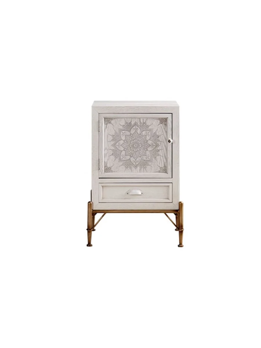 

American style carved retro light luxury side cabinet painted sofa corner room bedside storage cabinet