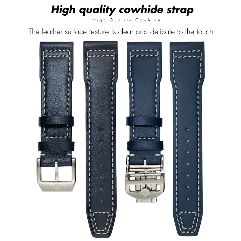 Genuine Leather Watch Strap 20mm 21mm 19mm 22mm Cowhide Watchbands For IWC Mark Big Pilot Spitfire PORTOFINO Watch Accessories